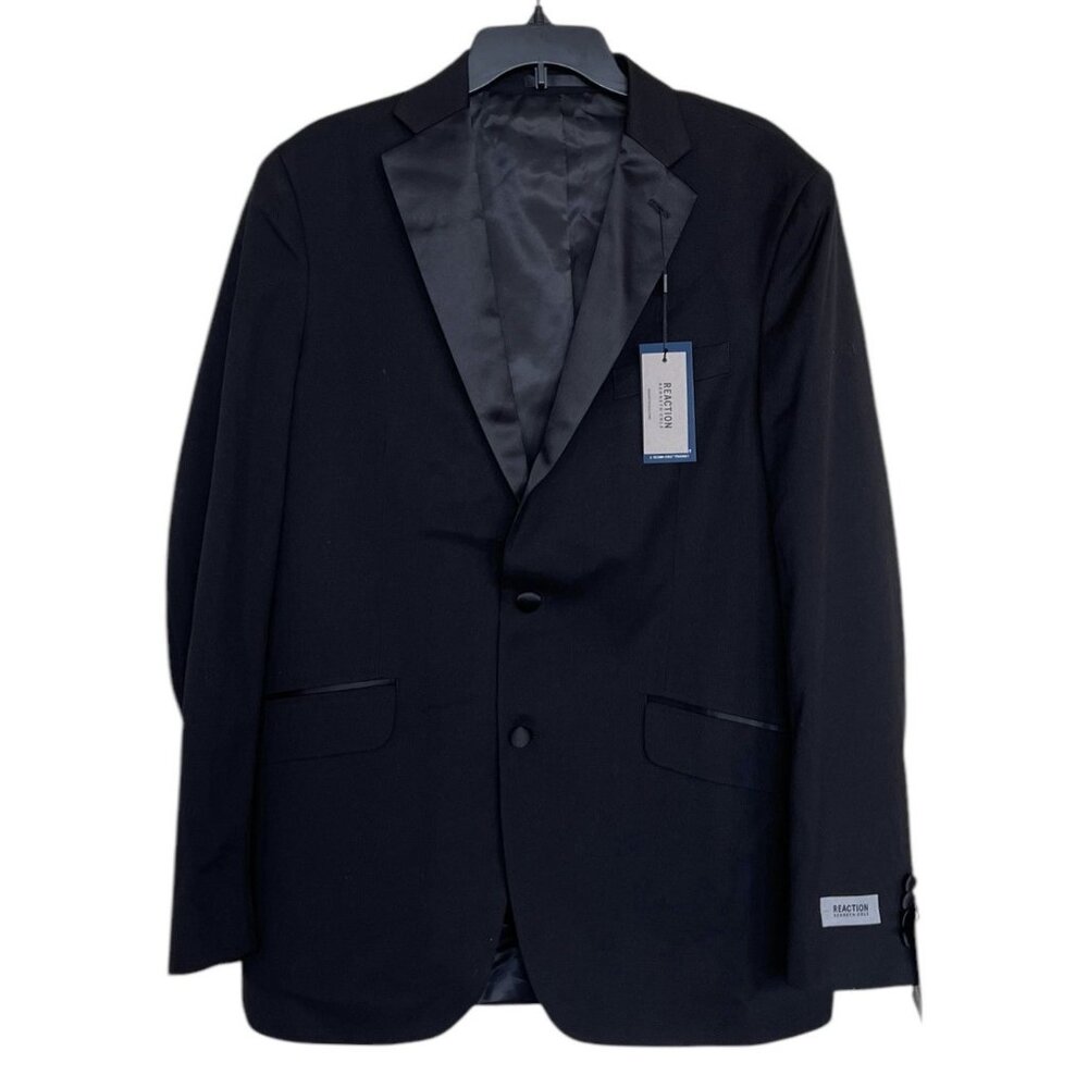 Reaction Kenneth Cole Blazer Jacket‎ Coat Mens Size 43 Long Black Techni Cole